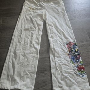 Large Cream Ed Hardy Sweatpants